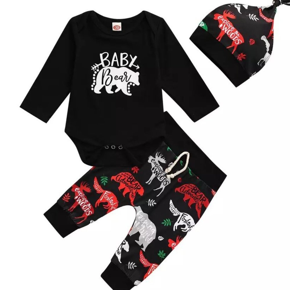Boy’s “Baby Bear Explorer” 3‑Piece Outfit